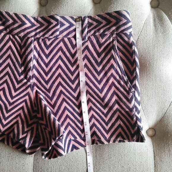 Ann Taylor LOFT Shorts Womens 4 Pink Blue Riviera Knit Zig Zag Flat Front Cotton - Picture 14 of 14